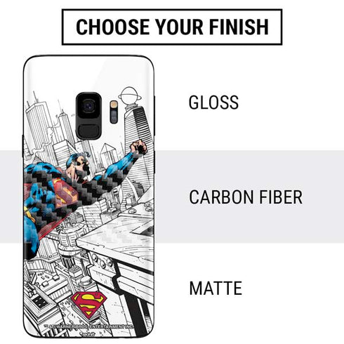 DC Comics Superman Flying Over City Pose Galaxy S9 Skin